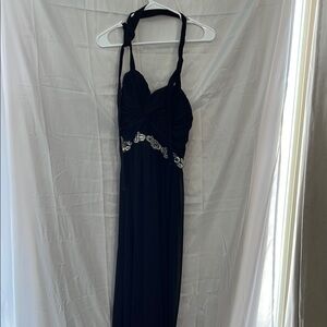 City Triangles Blue Halter Prom Gown
